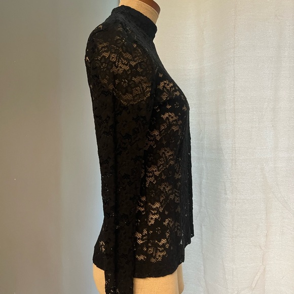 H&M black small size, lace turtle neck long sleeve w zipper on back - Picture 4 of 6